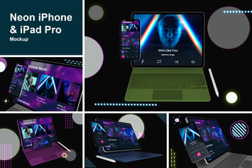 Neon iPhone & iPad Pro Mockup