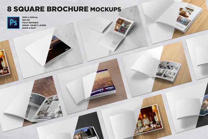 Square Brochure Mockups
