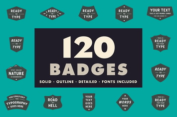 120 badges - Solid, outline & detailed!