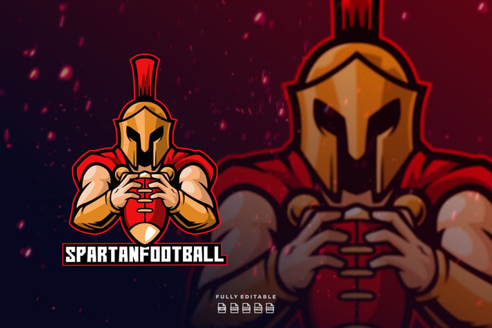 Spartan America Football Mascot Logo