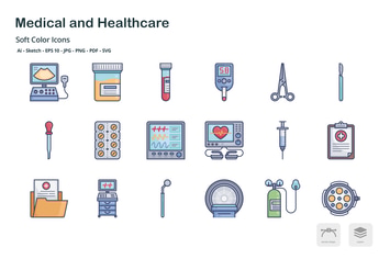 Medical and healthcare soft color icons