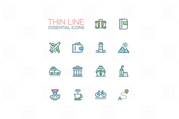 Travel - modern vector single line icons