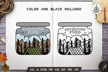 Adventure Jar Camping Design Line Art Badge