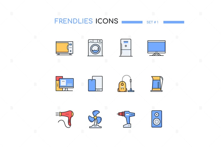 Household and office appliances - line icons