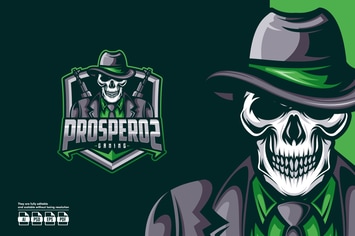 Mafia Skull Esport Logo Template