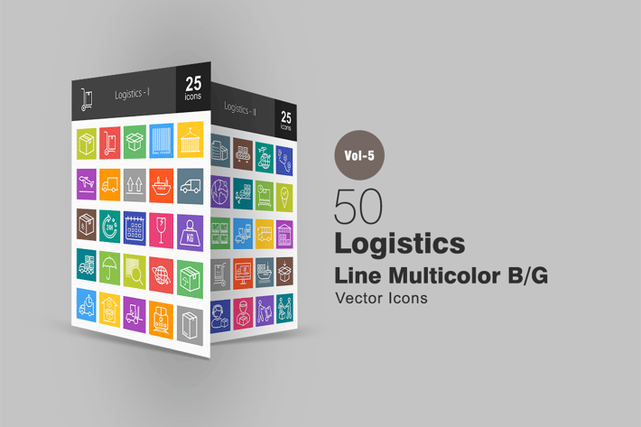 50 Logistics Line Multicolor Icons