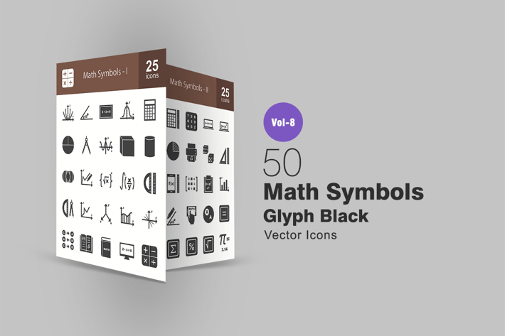 50 Math Symbols Glyph Icons