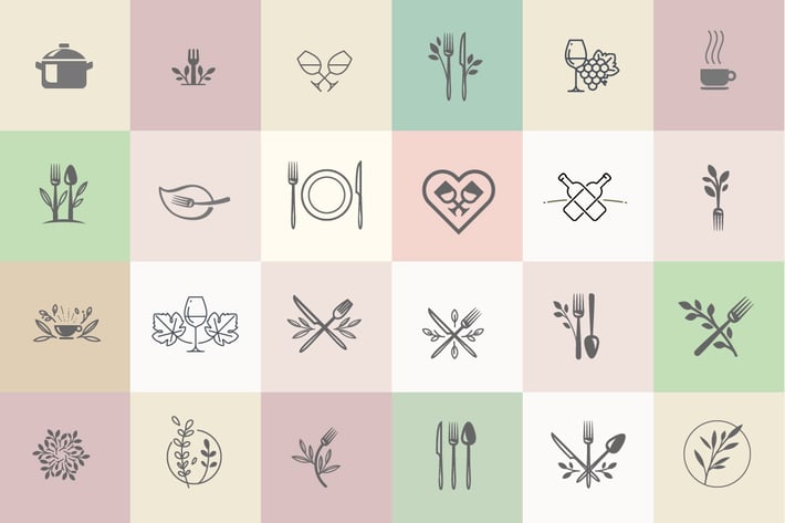 Set of icons for food and drink. 