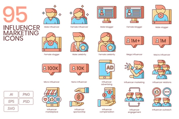 95 Influencer Marketing Line Icons