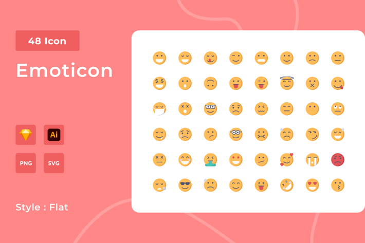 Emoticon Flat Style Icon Pack