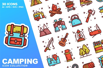 Camping Color Icon Collection