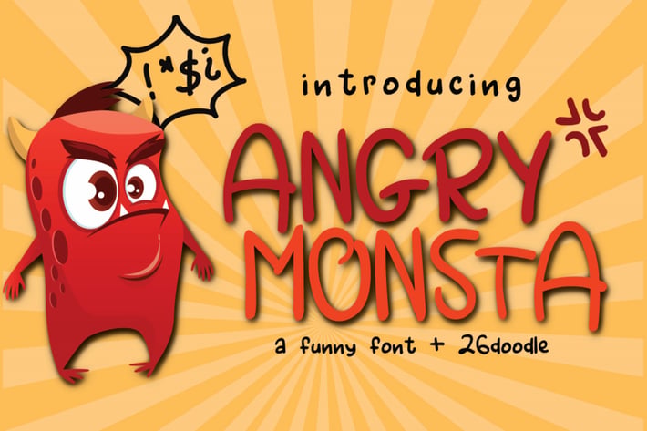 Angry Monsta - A Funny Font with doodles
