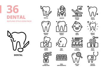 Dental Outline Style Icon Set