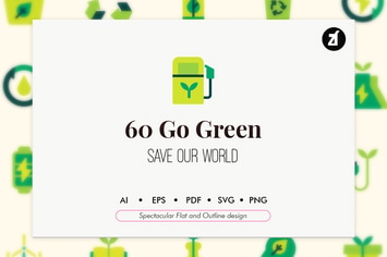 60 Go green elements icon pack