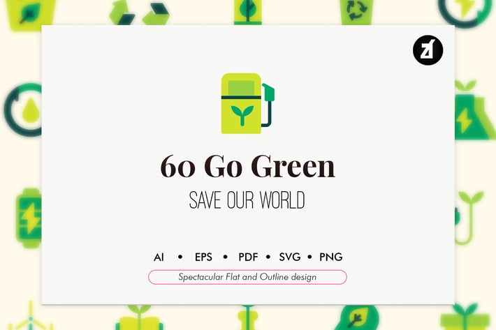 60 Go green elements icon pack