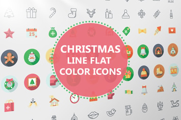 Christmas Line Flat Color Icons