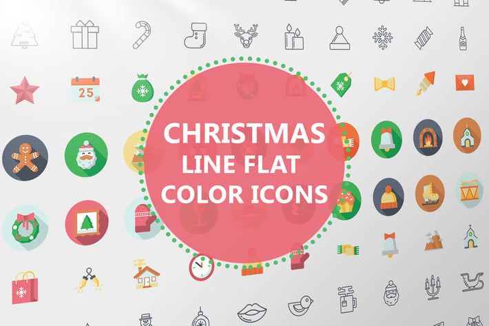 Christmas Line Flat Color Icons