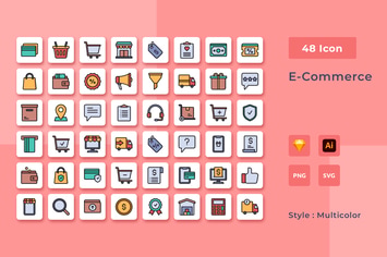E-Commerce Multicolor Style Icon Pack
