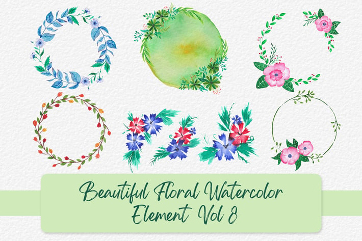 Beautiful Floral Watercolor Elements Vol 8