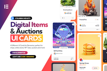 Digital Items and Auctions - Elementor UI Cards 