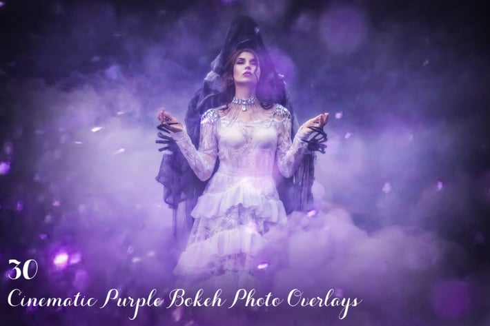 30 Cinematic Purple Bokeh Photo Overlays
