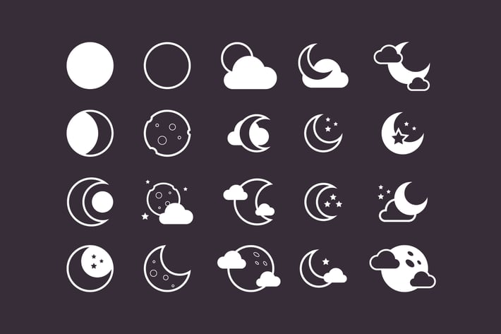 20 Moon Icons Set