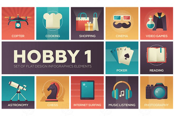 Hobby - set of flat design infographics elements