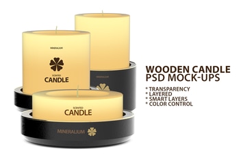 Wooden Candle PSD Mock-ups 