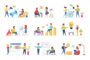 Marketing People Character Situation Scenes