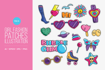 Girl Power Fashion Vector Patches Vol.4