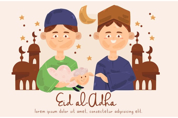 People Celebrating Eid Al-Adha Illustration