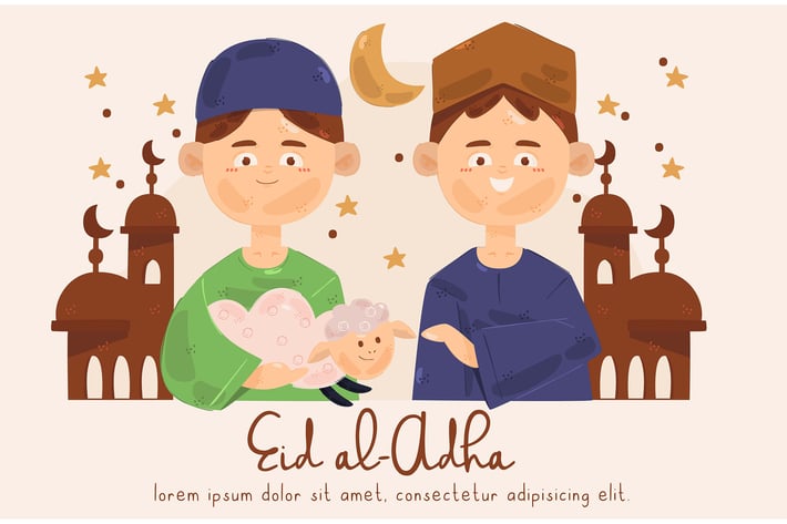 People Celebrating Eid Al-Adha Illustration