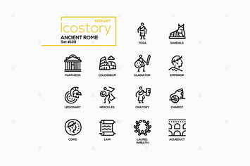 Ancient Rome - Line Design Style Icons Set
