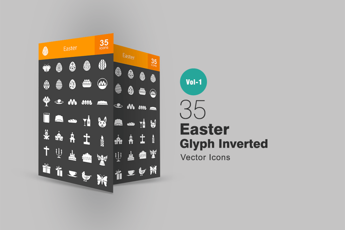 35 Easter Glyph Inverted Icons