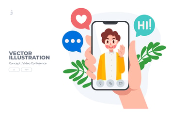 Video Conference - Vector Illustration 