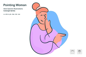 Pointing Woman Vector Illustration