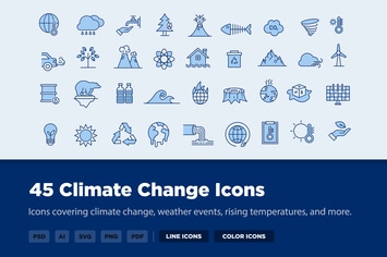 45 Climate Change Icons