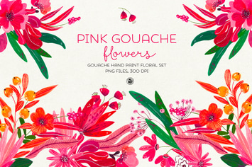 Pink Gouache Flowers