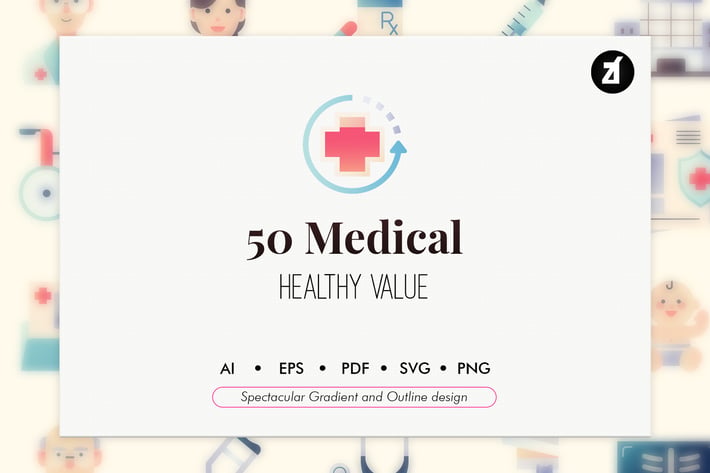 50 Medical elements in flat design