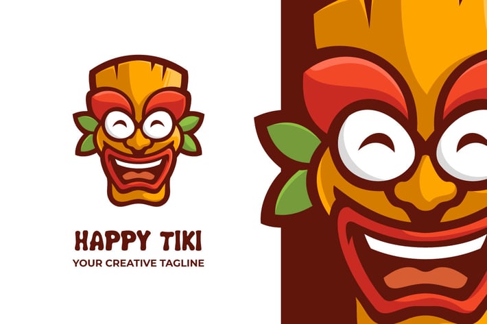 Tiki Mask Festival Cartoon Mascot Logo