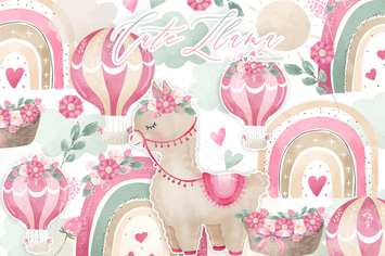 Hot Air Balloon Rainbow Llama Girl design