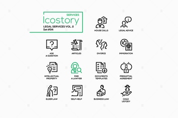 Legal services - line design style icons set