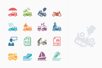 Auto Insurance Icons - Colored Series