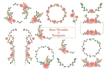 Rose Wreaths & Bouquets Hand Drawn