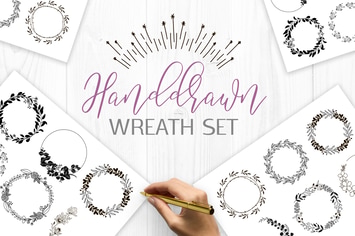 Handdrawn wreaths clipart
