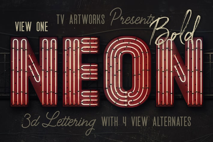 Bold Neon 3D Lettering View 1