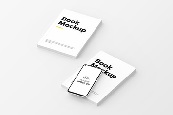 Book & 4A Phone Mockup