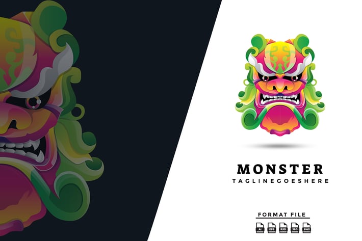 Colorful Foo Dog  Logo Template