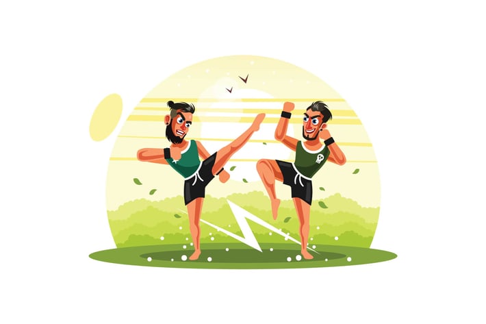KickBoxing Fighters Vector Illustration