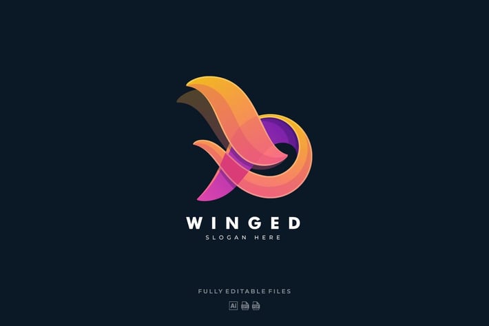 Abstract Letter and Wing Colorful Logo